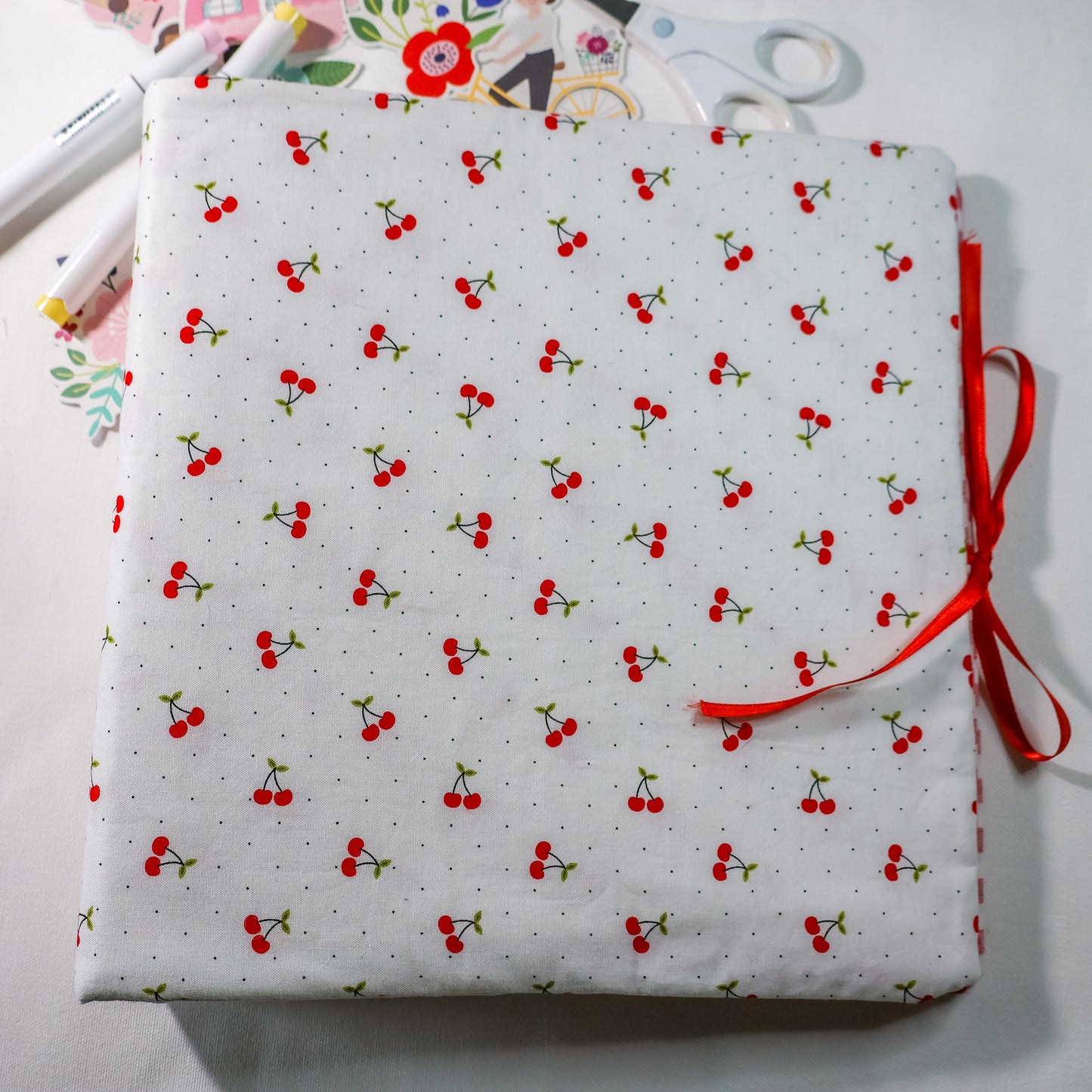 Red Cherry Scrapbook Album | Handmade Scrapbook With Embroidery