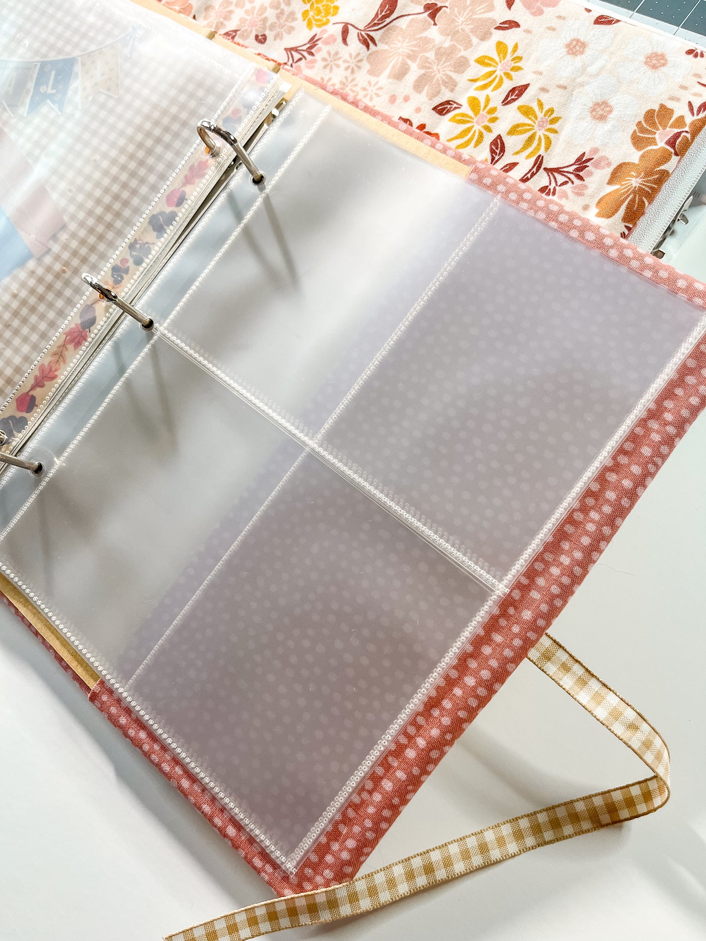 Pink Gingham Hearts Handmade Scrapbook Album | Customizable scrapbooking with Embroidery, Valentine's Day Scrapbook, Anniversary Gift