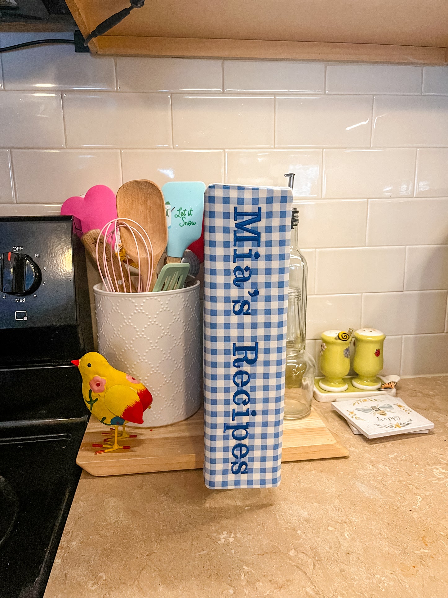 Blue Gingham Scrapbook Album | Customizable 3-Ring Scrapbook With Embroidery