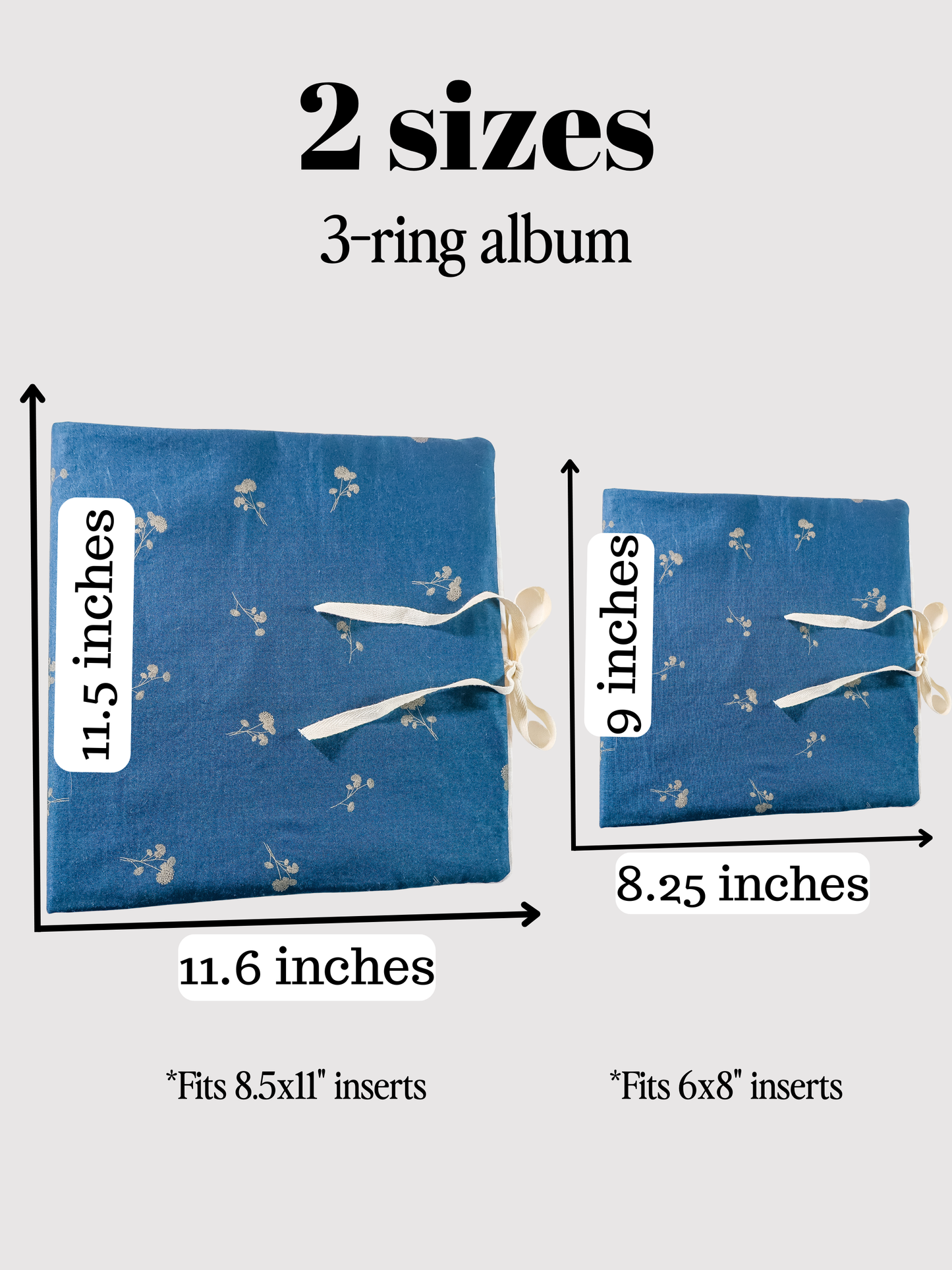 Blue Cottage-core Handmade Scrapbook Album | Customizable scrapbooking with Embroidery, Family 3-ring Scrapbook, Personalized gift