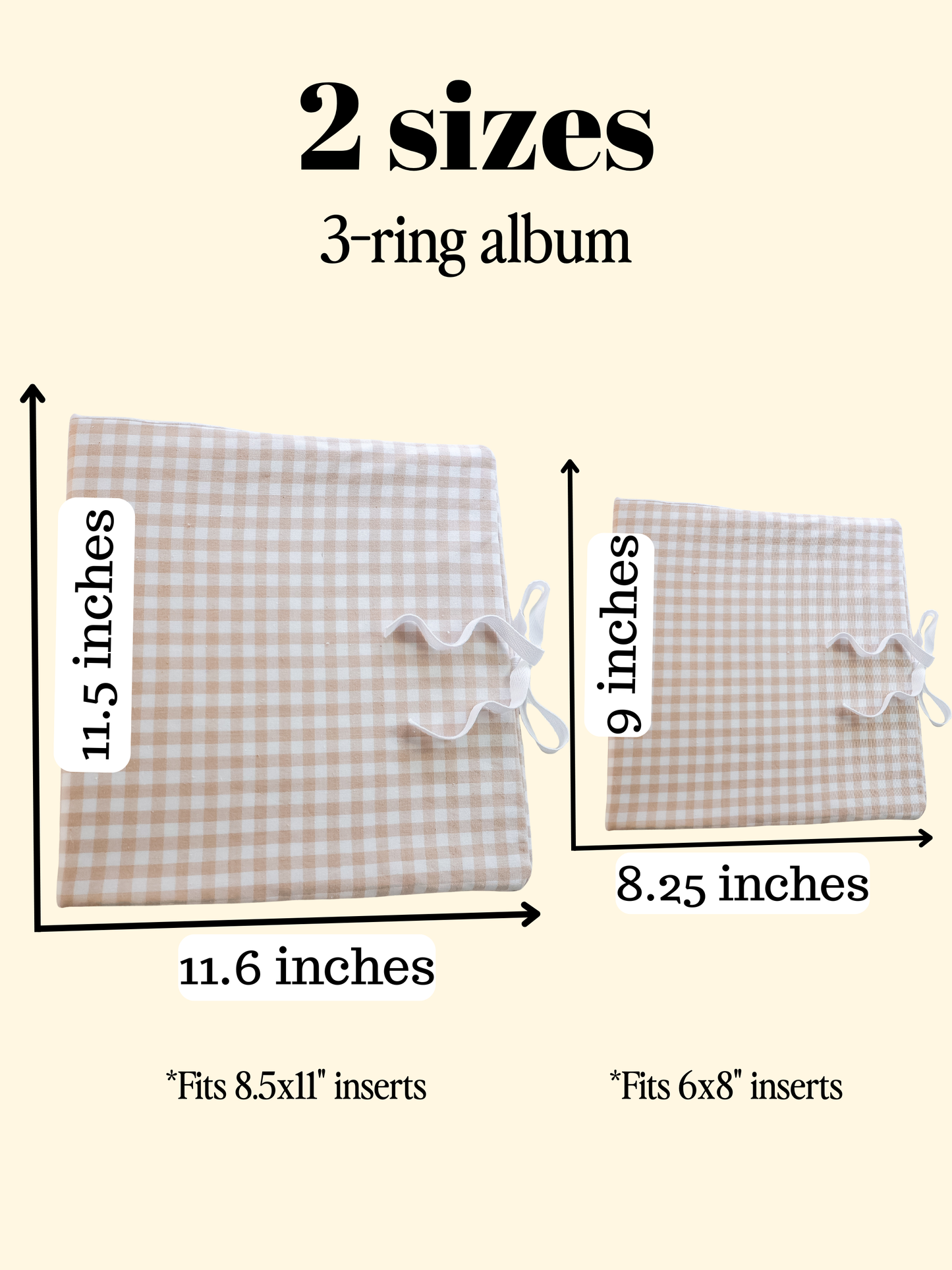 Cream Gingham Scrapbook Album | Customizable 3-Ring Scrapbook With Embroidery