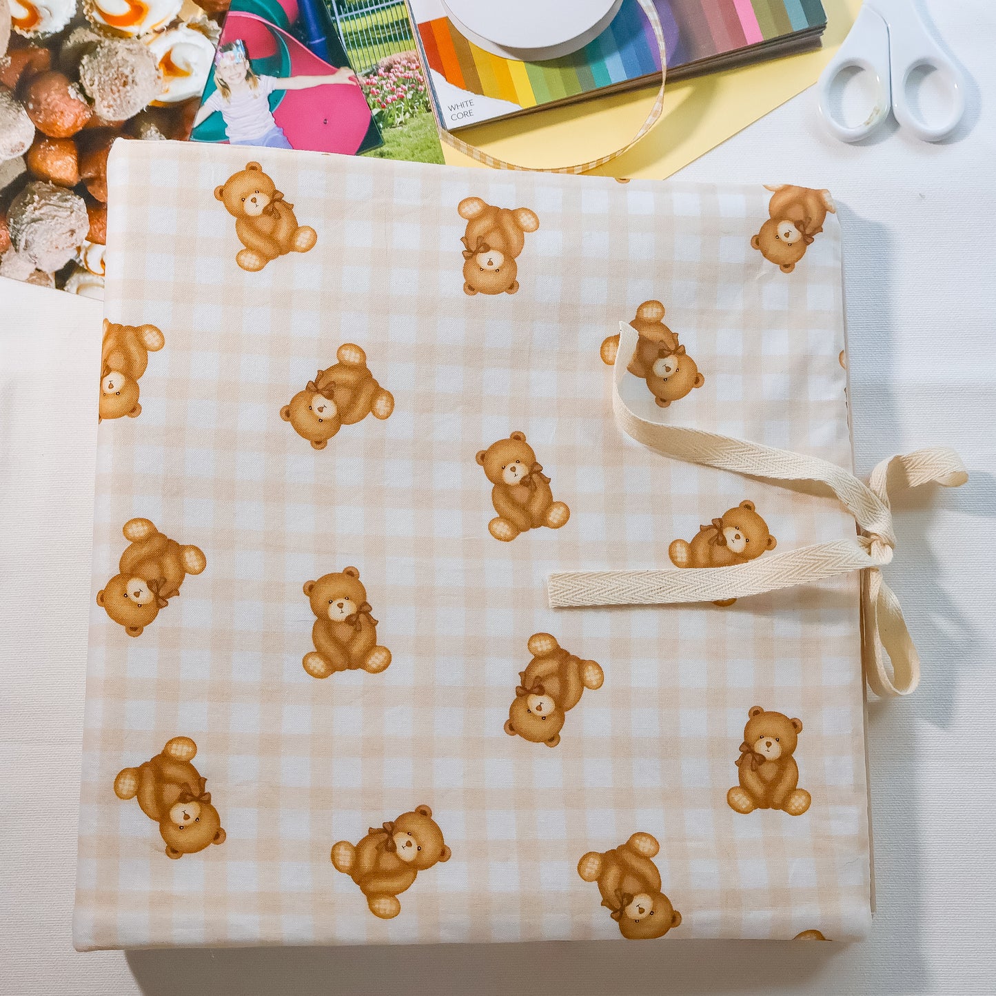 Teddy Bears Scrapbook Cover | Customizable scrapbooking with Embroidery, Baby Album Books, Baby Album Binder Girl & Boy