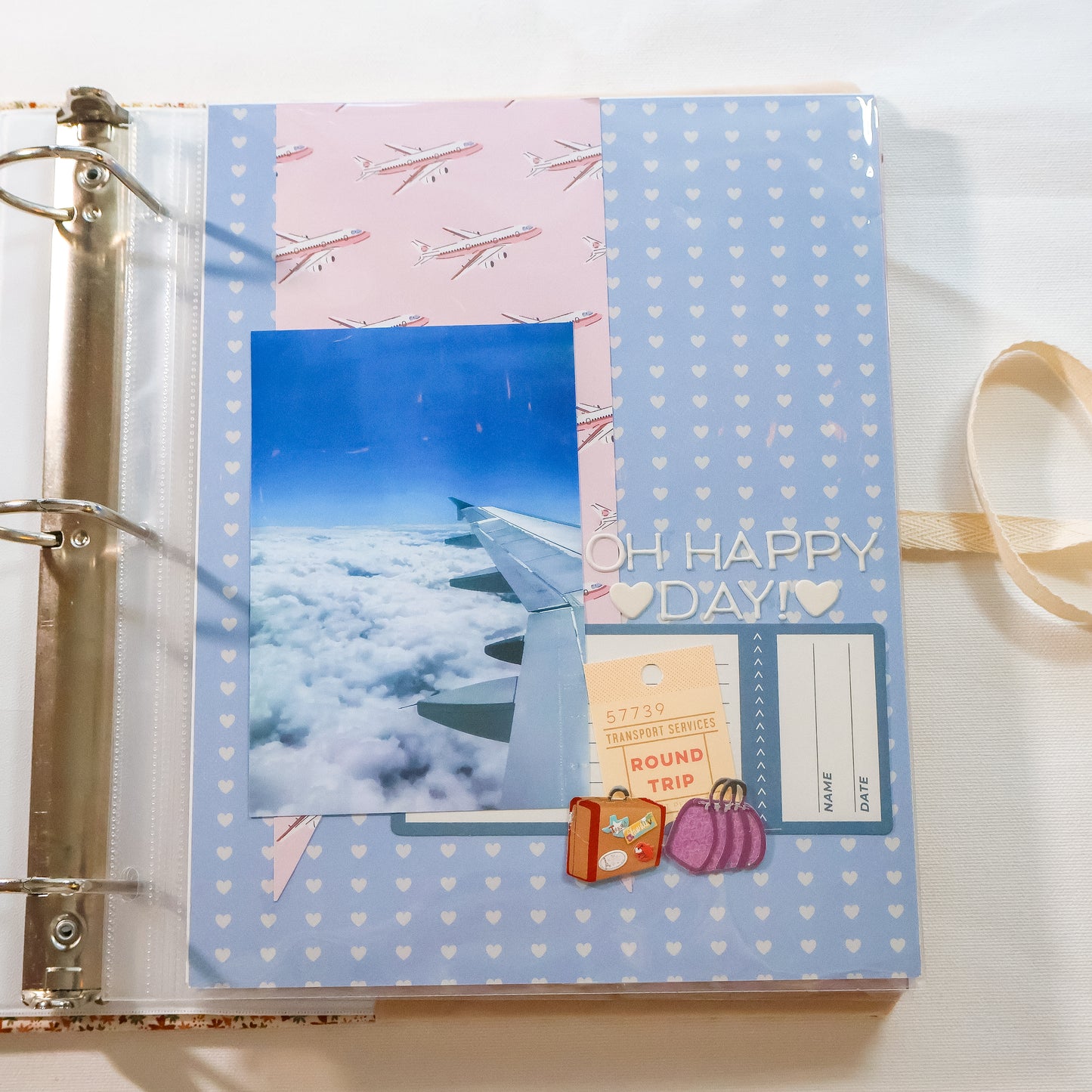 Black and Tan Gingham Scrapbook Album | Customizable Scrapbook With Embroidery