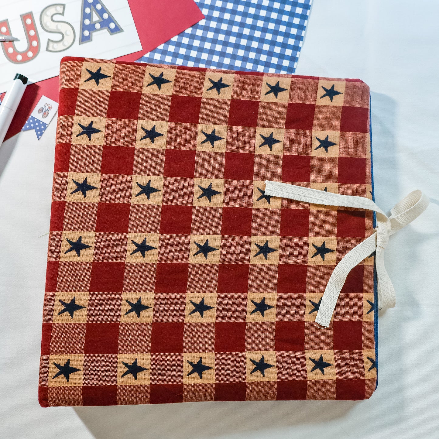 Stars & Stripes Scrapbook Album | Customizable Embroidered Scrapbook Album for Military, Patriotic