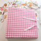 Pink Gingham Scrapbook Album | Customizable 3-Ring Scrapbook With Embroidery