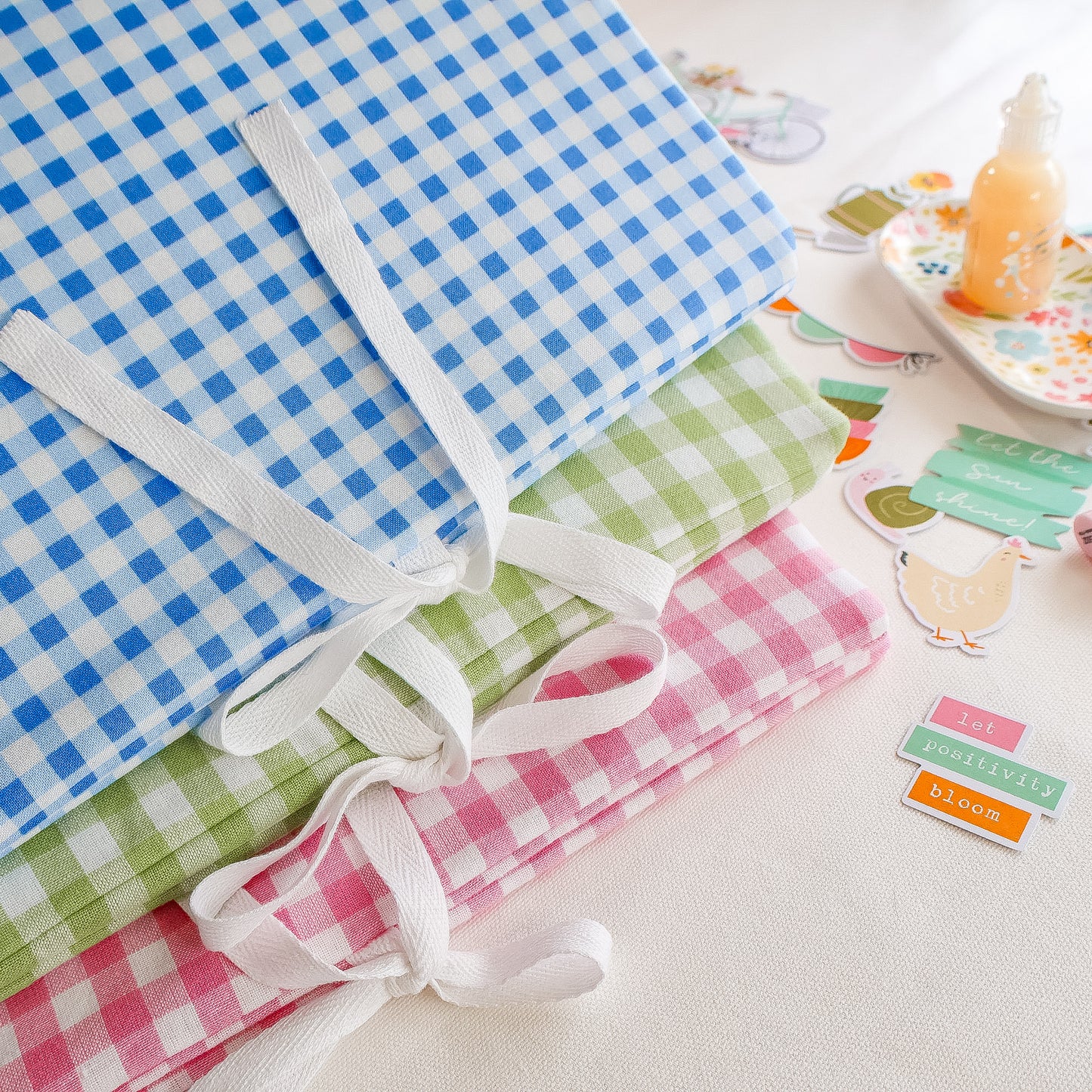 Blue Gingham Scrapbook Album | Customizable 3-Ring Scrapbook With Embroidery