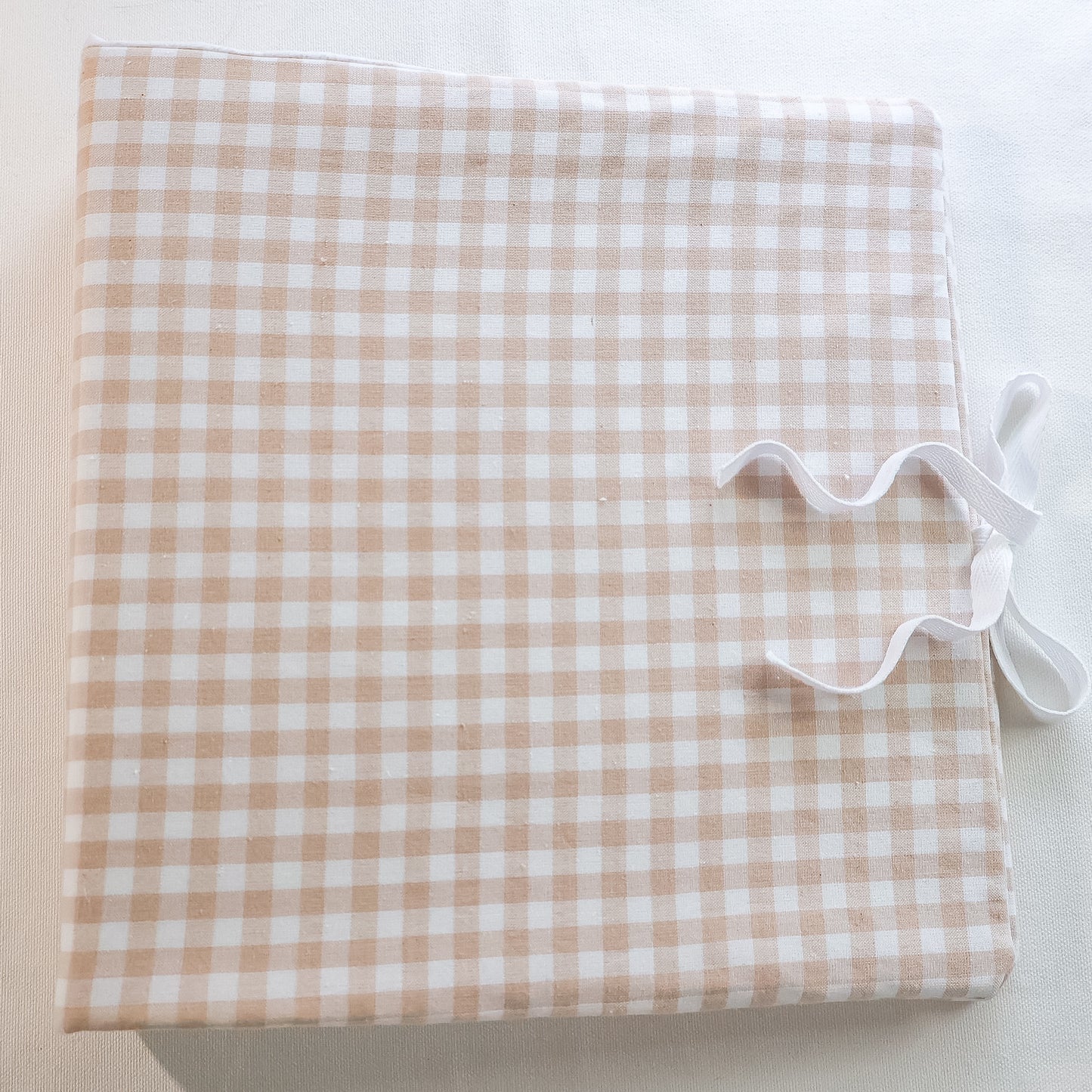 Cream Gingham Scrapbook Album | Customizable 3-Ring Scrapbook With Embroidery