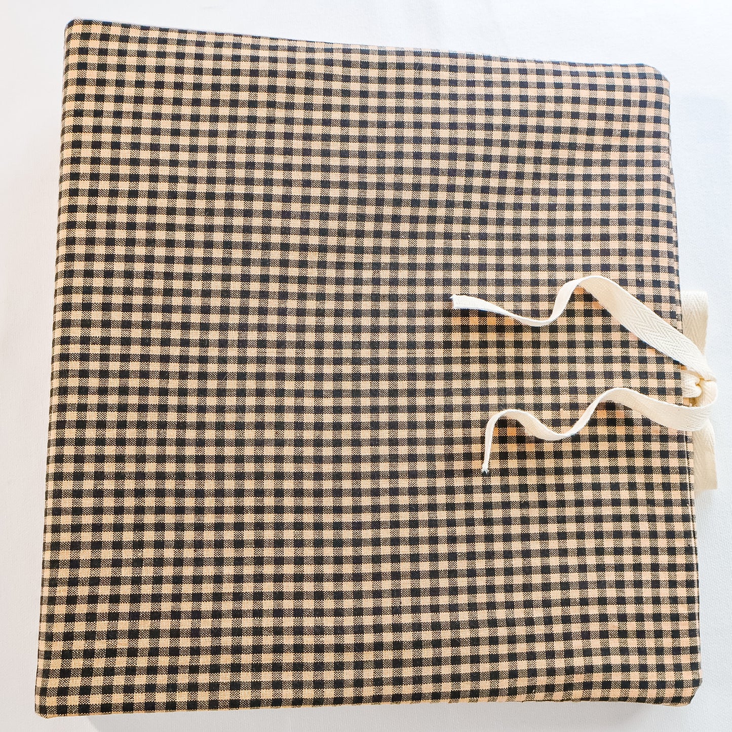 Black and Tan Gingham Scrapbook Album | Customizable Scrapbook With Embroidery