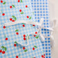 Blue Cherries Scrapbook Album | Customizable 3-Ring gingham Scrapbook With Embroidery