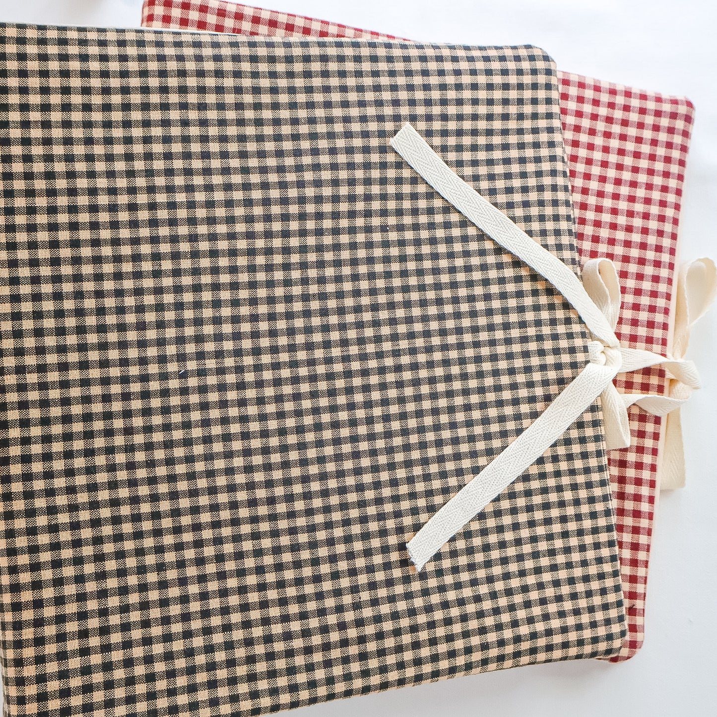 Black and Tan Gingham Scrapbook Album | Customizable Scrapbook With Embroidery
