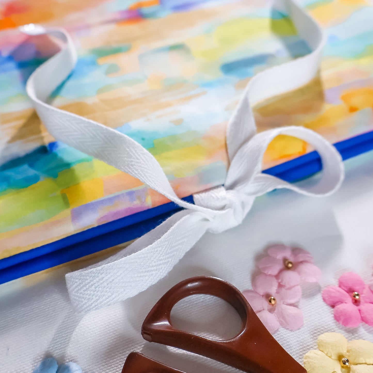 Vibrant Rainbow Handmade Scrapbook Album | Customizable scrapbooking with Embroidery, Colorful 3-ring Travel Scrapbook, Personalized gift