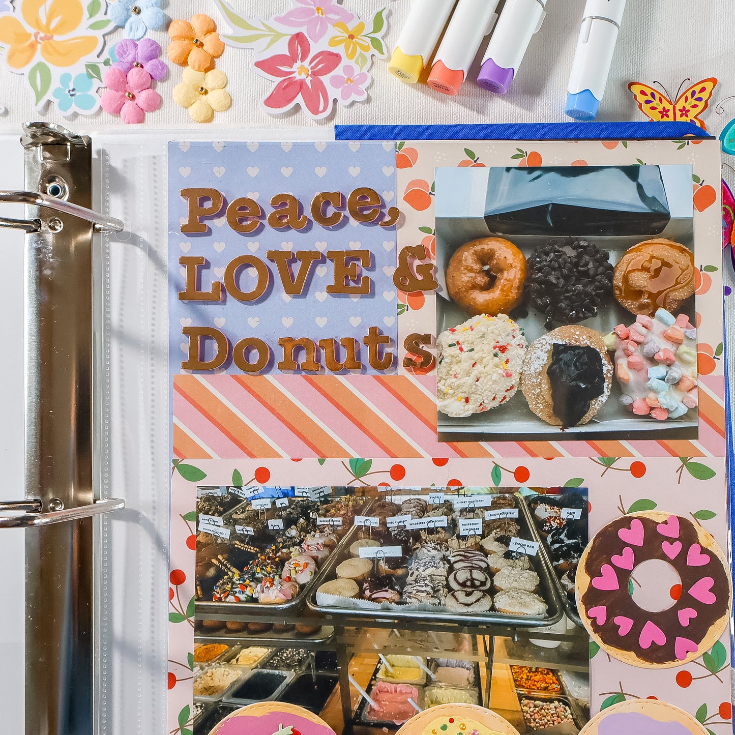 Vibrant Rainbow Handmade Scrapbook Album | Customizable scrapbooking with Embroidery, Colorful 3-ring Travel Scrapbook, Personalized gift