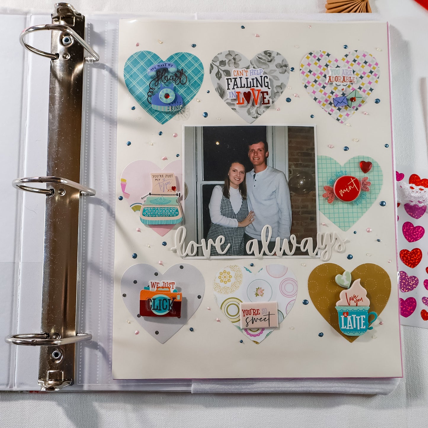Shabby Chic Handmade Scrapbook Album | Customizable scrapbooking with Embroidery, Patchwork 3-ring Scrapbook, Personalized gift