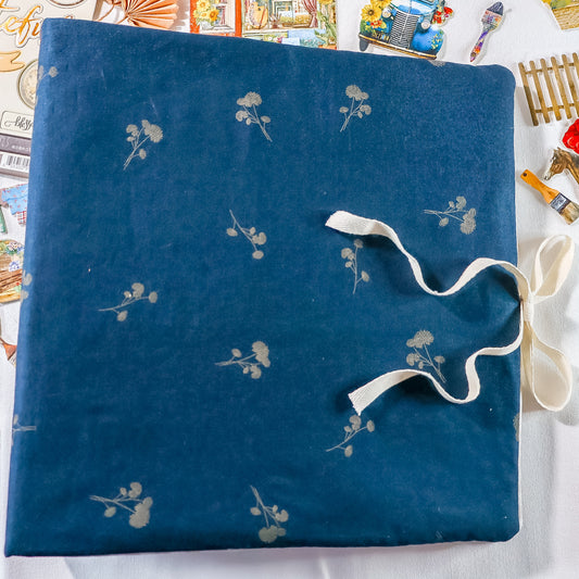 Blue Cottage-core Handmade Scrapbook Album | Customizable scrapbooking with Embroidery, Family 3-ring Scrapbook, Personalized gift