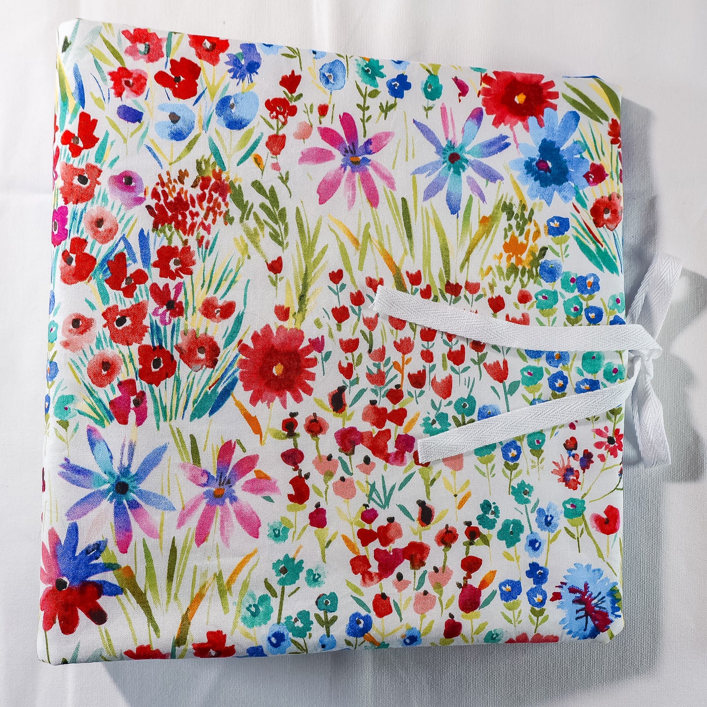 Watercolor Flowers Handmade Scrapbook Album | Customizable scrapbooking with Embroidery, Colorful 3-ring Scrapbook, Personalized gift
