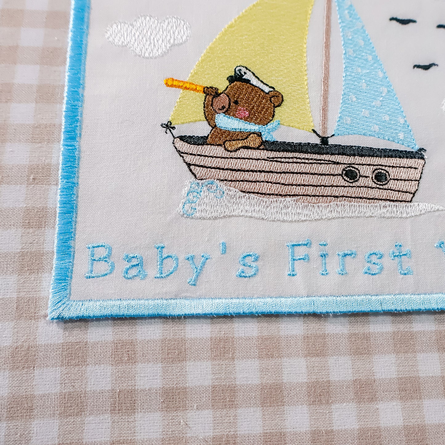 8.5x11 Baby Boy Scrapbook Album, Sailor Bear, Coastal Baby