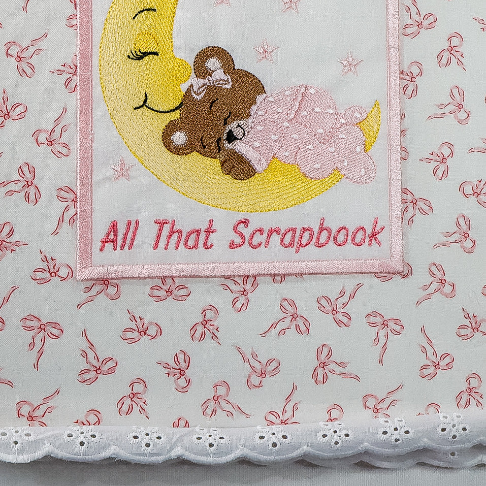8.5x11 Pink Baby Girl Scrapbook, Sleeping Bear