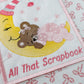 8.5x11 Pink Baby Girl Scrapbook, Sleeping Bear