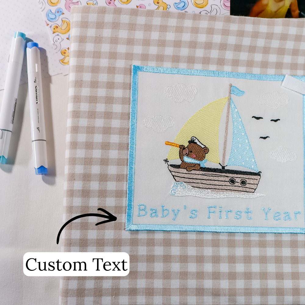 8.5x11 Baby Boy Scrapbook Album, Sailor Bear, Coastal Baby
